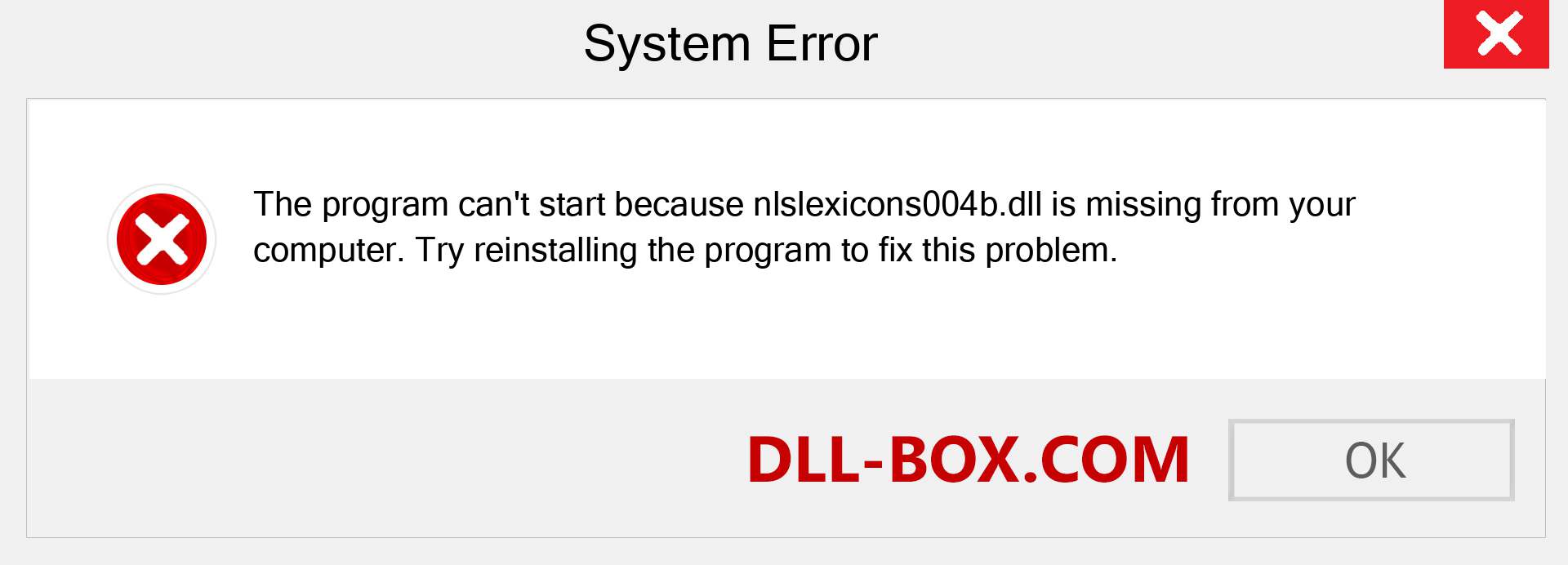 nlslexicons004b.dll file is missing?. Download for Windows 7, 8, 10 - Fix  nlslexicons004b dll Missing Error on Windows, photos, images